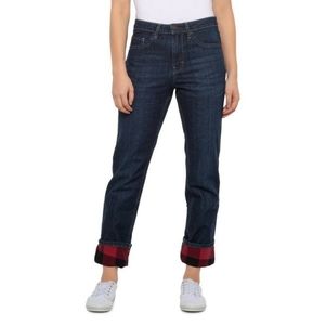 Midrise Flannel-Lined Jeans, Size 8 Medium